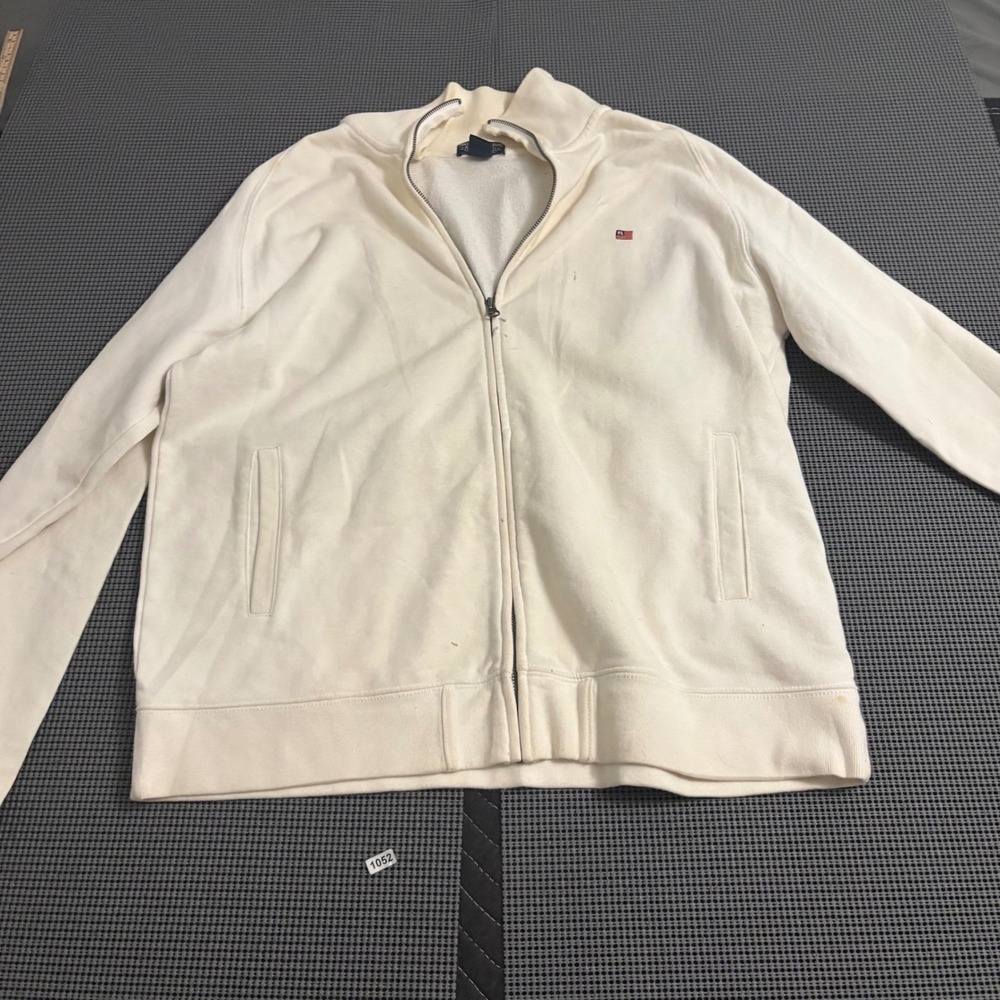 Polo Jeans Co Ralph Lauren Mens Cream Full Zip Sweatshirt Flag Logo Large